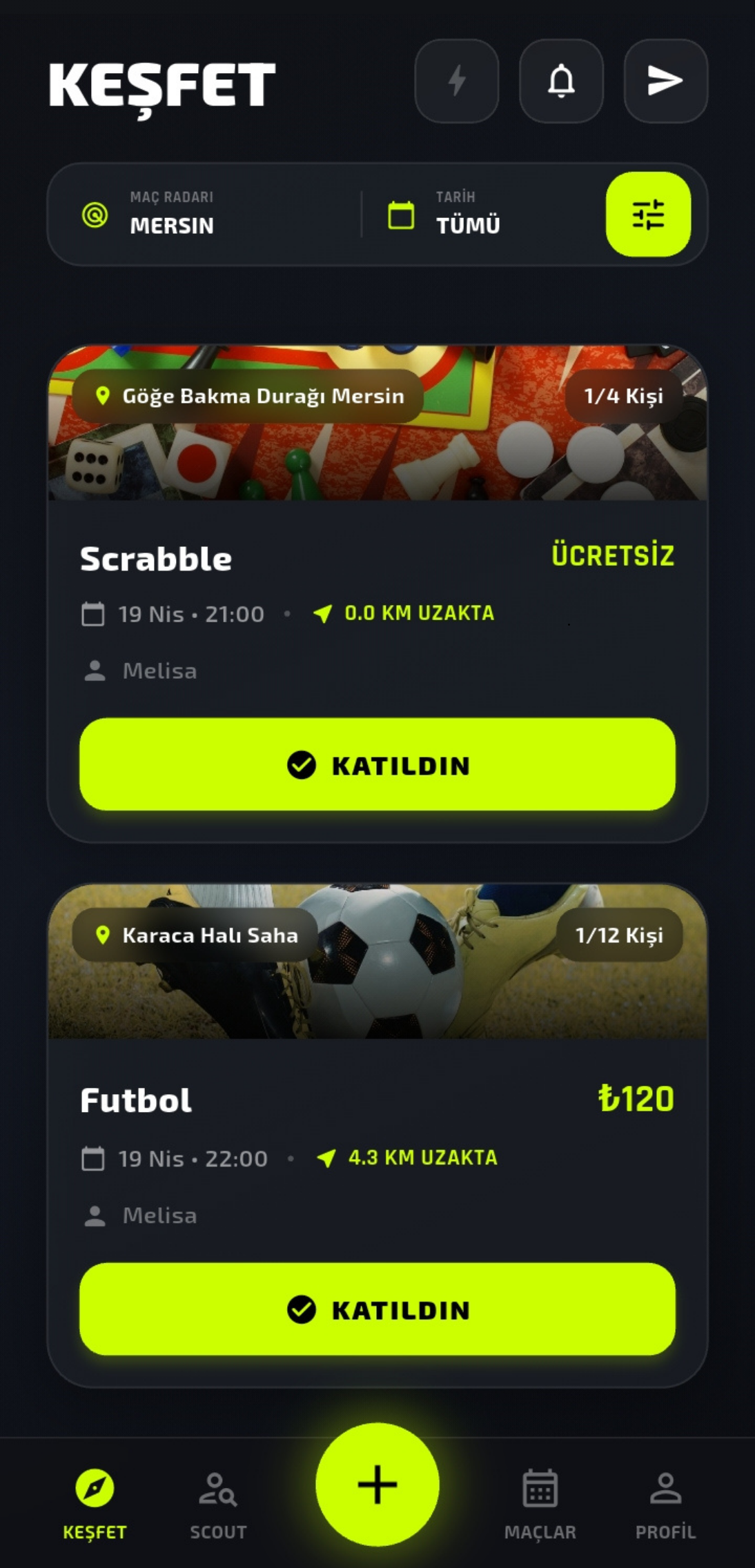 SportFrie Uygulama Ekranı